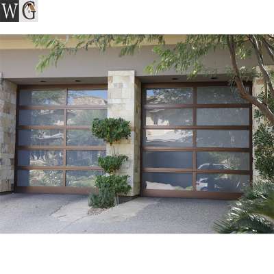 Low price residential automatic black aluminum glass sectional garage door