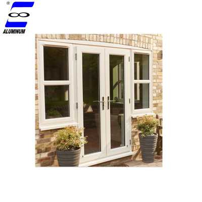 Guangdong  aluminum broken  bridge frame  casement exterior  door with awning  opening glass window