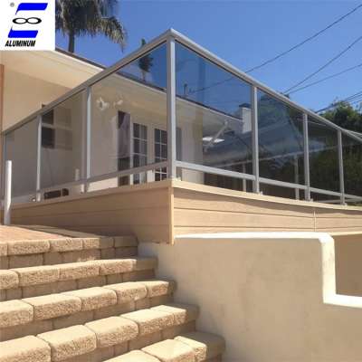 powder coating aluminum balcony handrail with glass panels